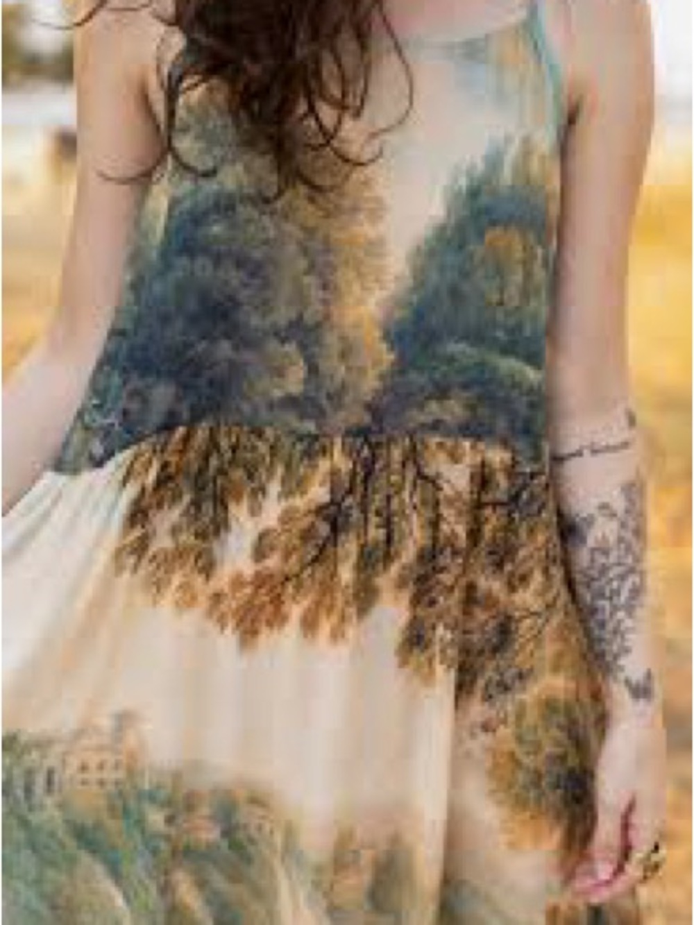 Scenic Green Maxi Dress with Nature Print - Picture 7 of 8